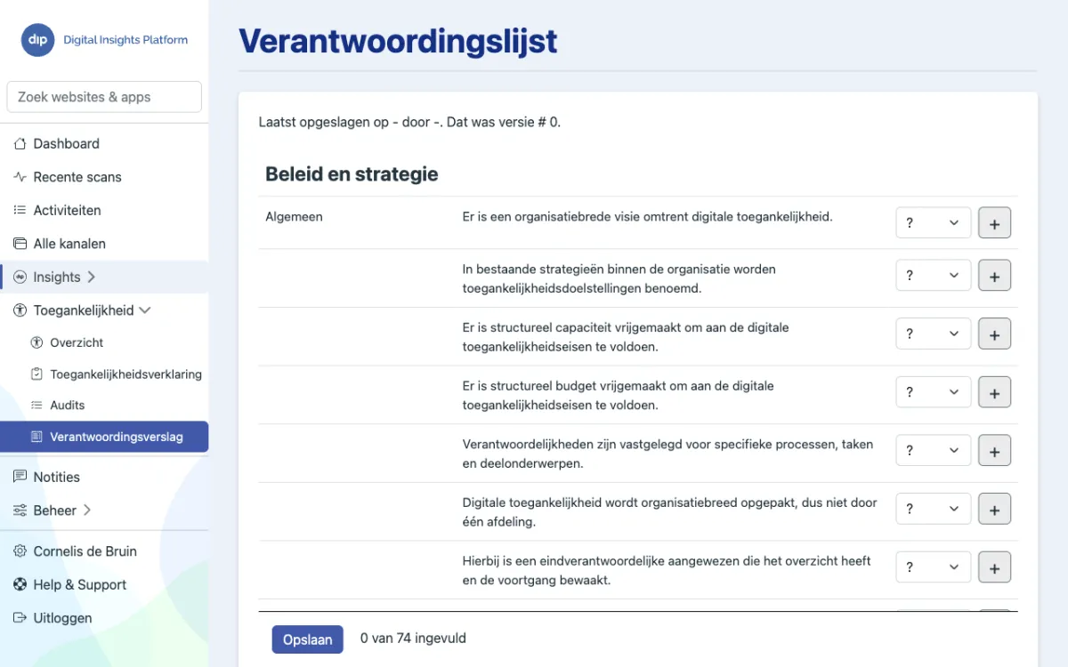 Verantwoordingsverslag in dip: zelfevaluatie toegankelijkheid met stellingen over beleid en strategie
